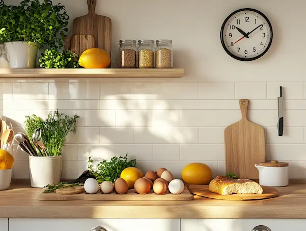 Cuisine avec ingrédients rapides et horloge, repas en 10 minutes